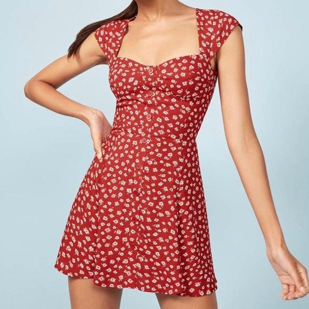 Reformation Cheri red floral mini dress